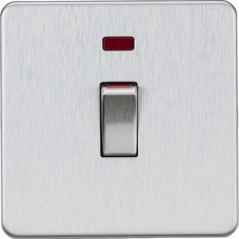 Knightsbridge 45A 1G DP switch with neon - brushed chrome - SF81MNBC