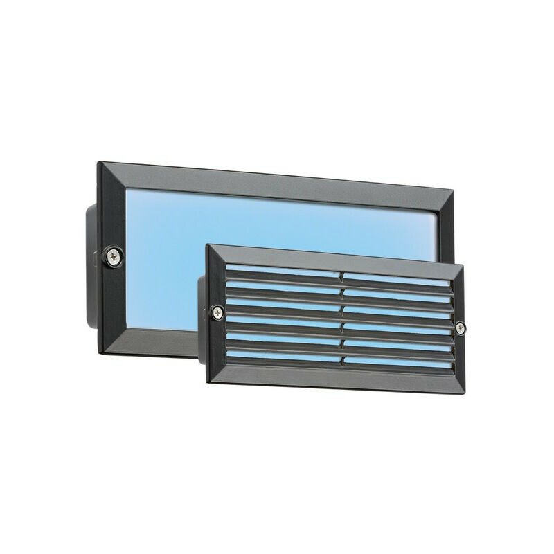 Knightsbridge - Blue led Recessed Brick Light - Black Fascia, 230V IP54 5W