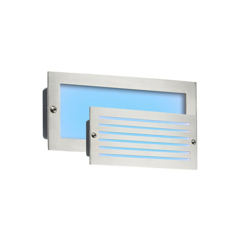 Knightsbridge Blue LED Recessed Brick Light - Brushed Steel Fascia, 230V IP54 5W