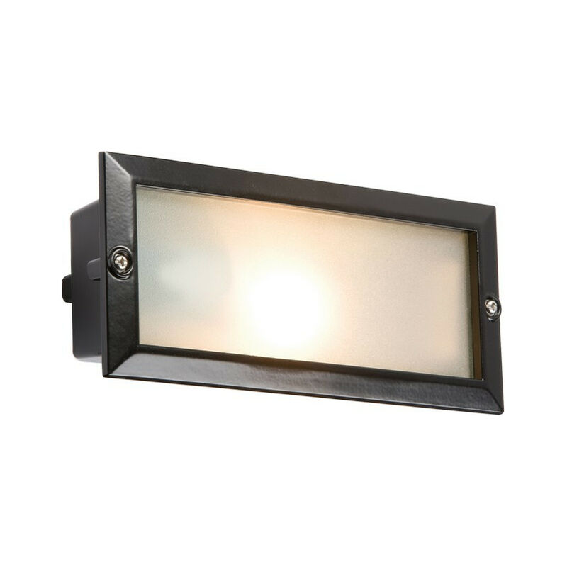 Bricklight with Plain and Louvred Black Cover, IP44, E27 - Knightsbridge