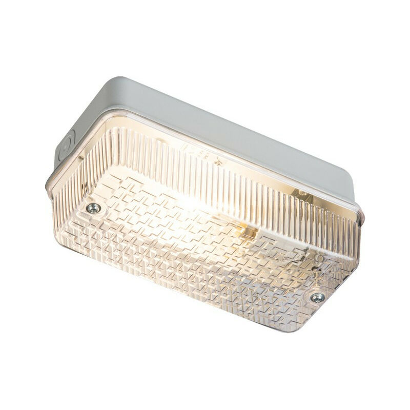 Bulkhead with Clear Prismatic Diffuser and Aluminium Base, 230V IP65 100W (bc) B22 - Knightsbridge