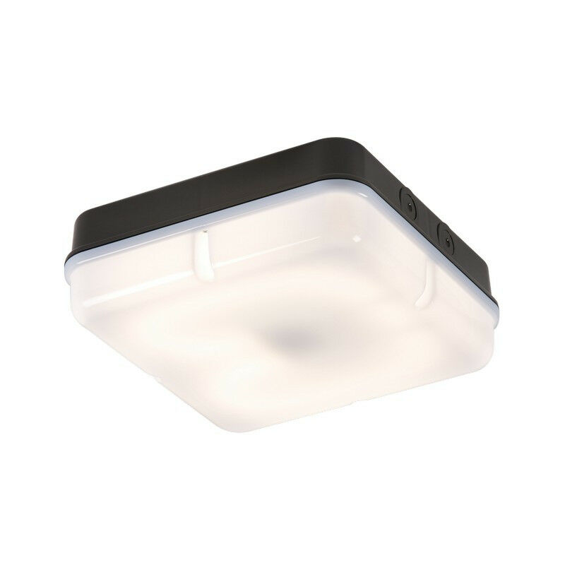 Image of Emergency Bulkhead with Opal Diffuser and Black Base, IP65 28W Square - Knightsbridge