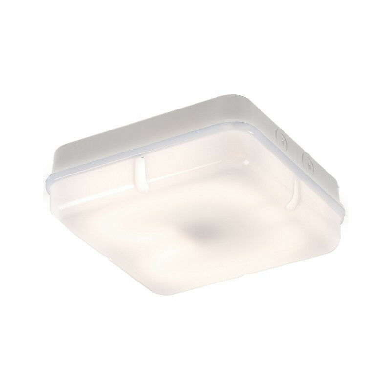 Knightsbridge Emergency Bulkhead with Opal Diffuser and White Base, IP65 28W Square