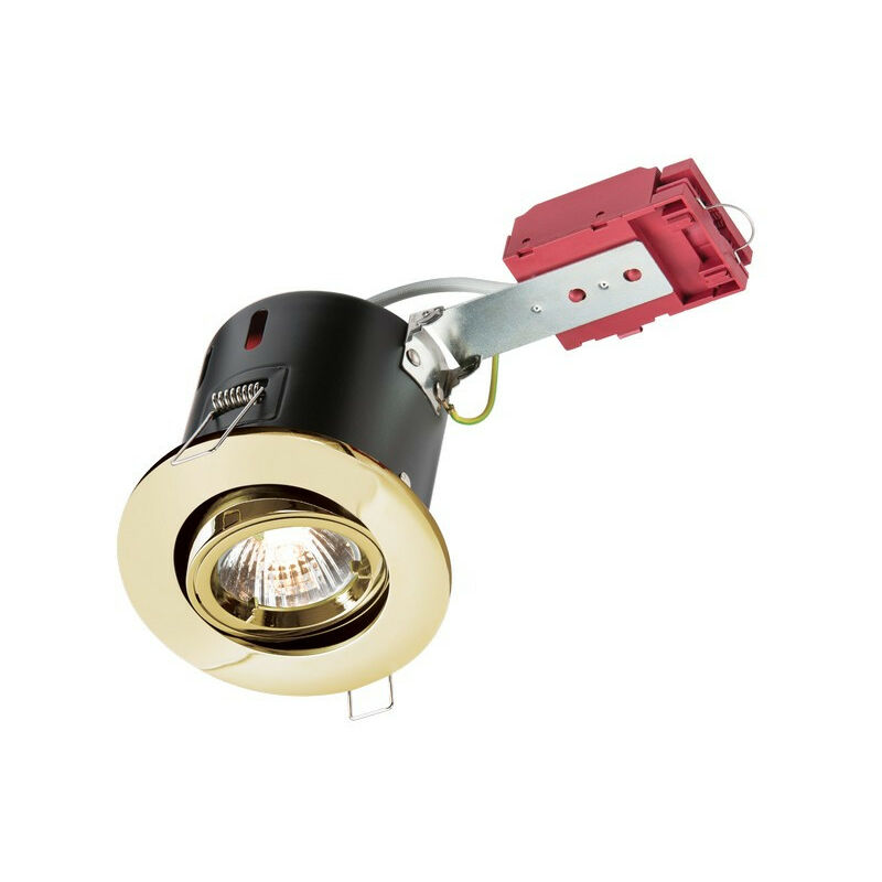 Knightsbridge Switches Sockets&lighting - Knightsbridge Fire-Rated Tilt Downlight Brass, 230V 50W GU10 IC