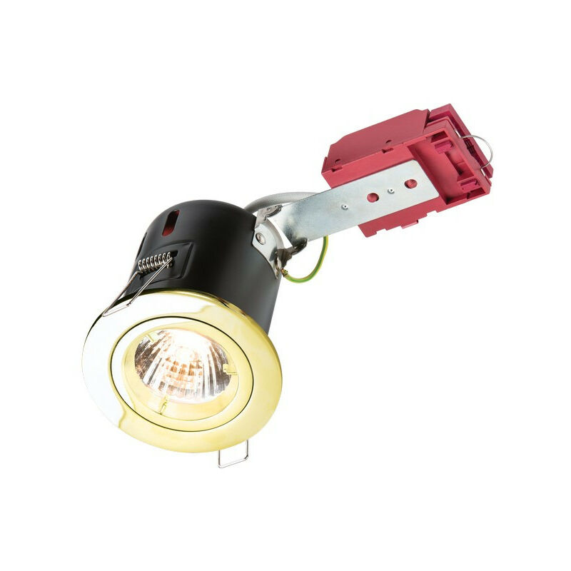 Knightsbridge Fixed GU10 IC Fire-Rated Downlight in Brass, 230V 50W