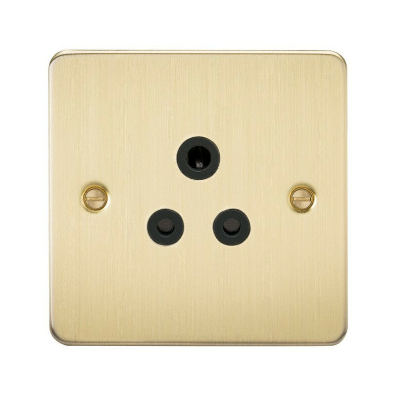 Knightsbridge Flat Plate 5A unswitched socket - brushed brass with black insert