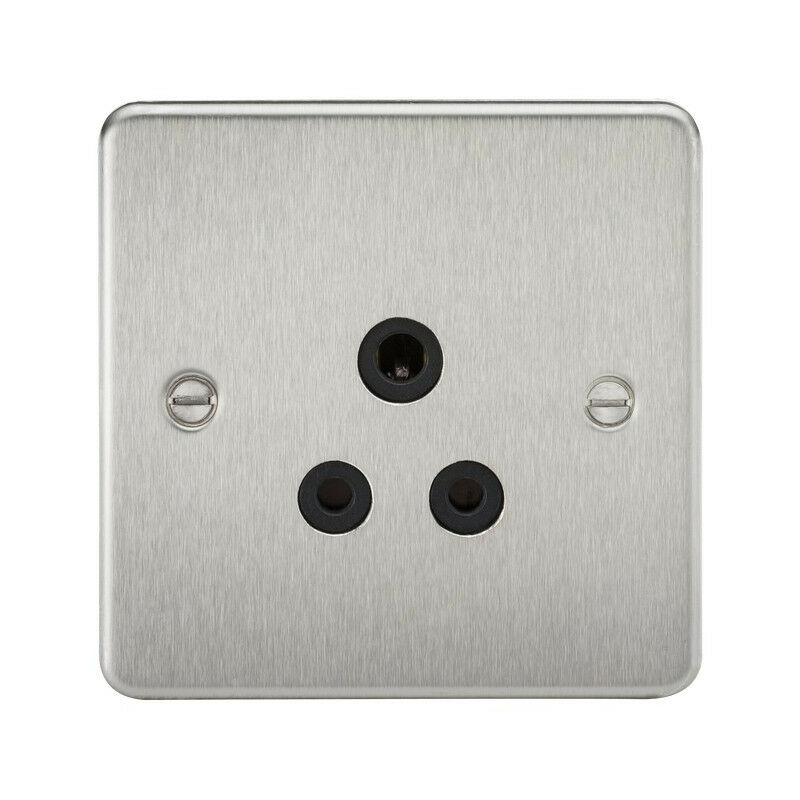 Knightsbridge Flat Plate 5A unswitched socket - brushed chrome with black insert