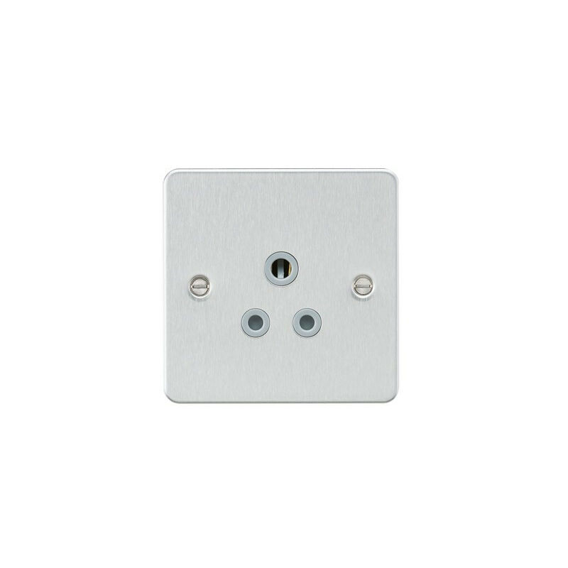 Knightsbridge Flat plate 5A unswitched socket - brushed chrome with grey insert