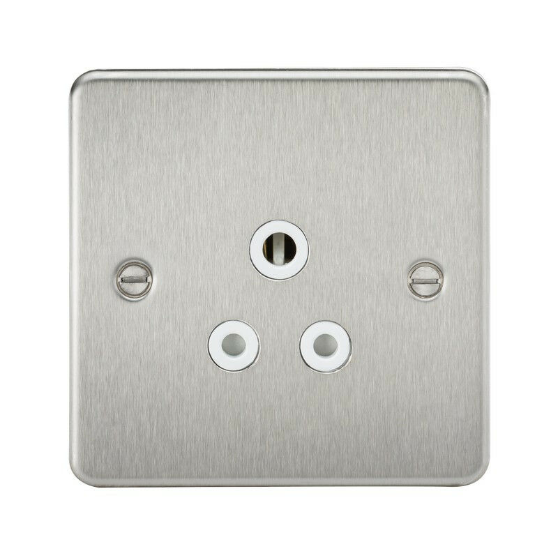 Knightsbridge Flat Plate 5A unswitched socket - brushed chrome with white insert