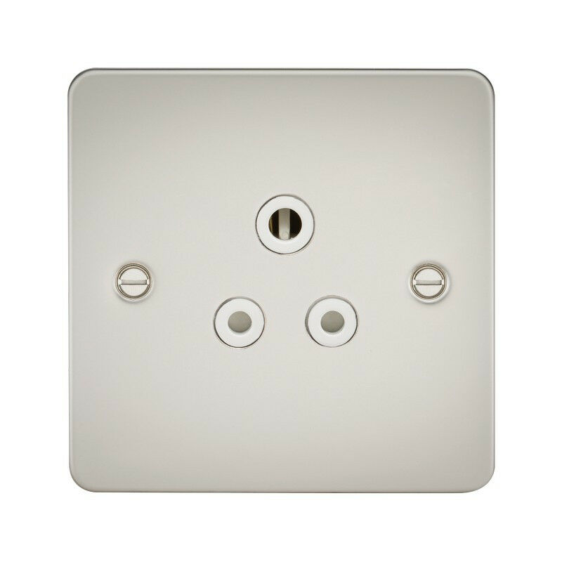 Knightsbridge Flat Plate 5A unswitched socket - pearl with white insert