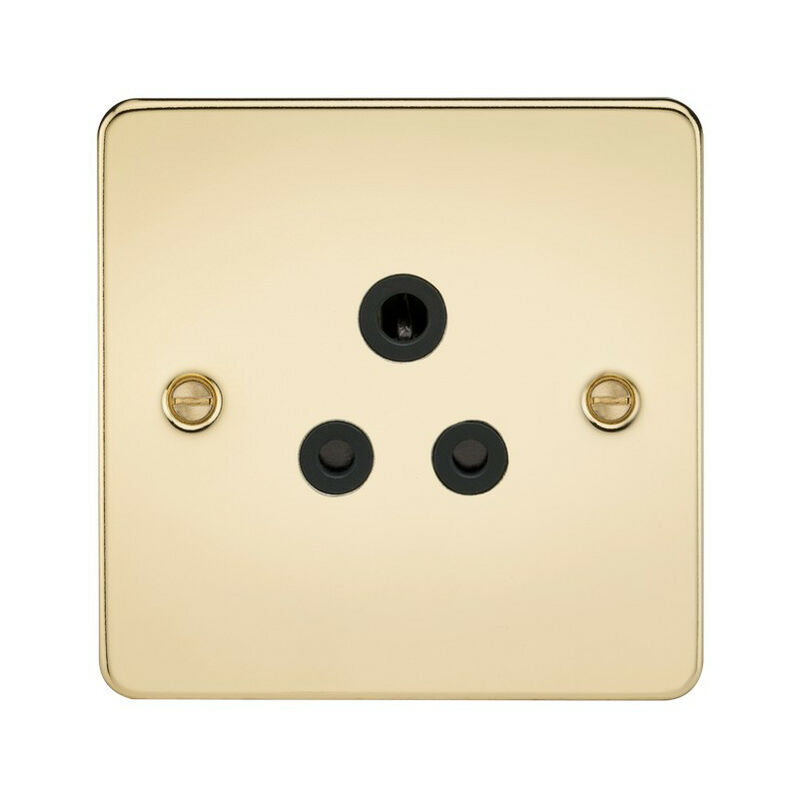 Knightsbridge Flat Plate 5A unswitched socket - polished brass with black insert