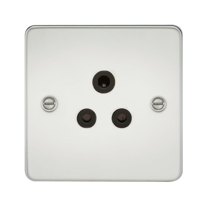 Knightsbridge Flat Plate 5A unswitched socket - polished chrome with black insert
