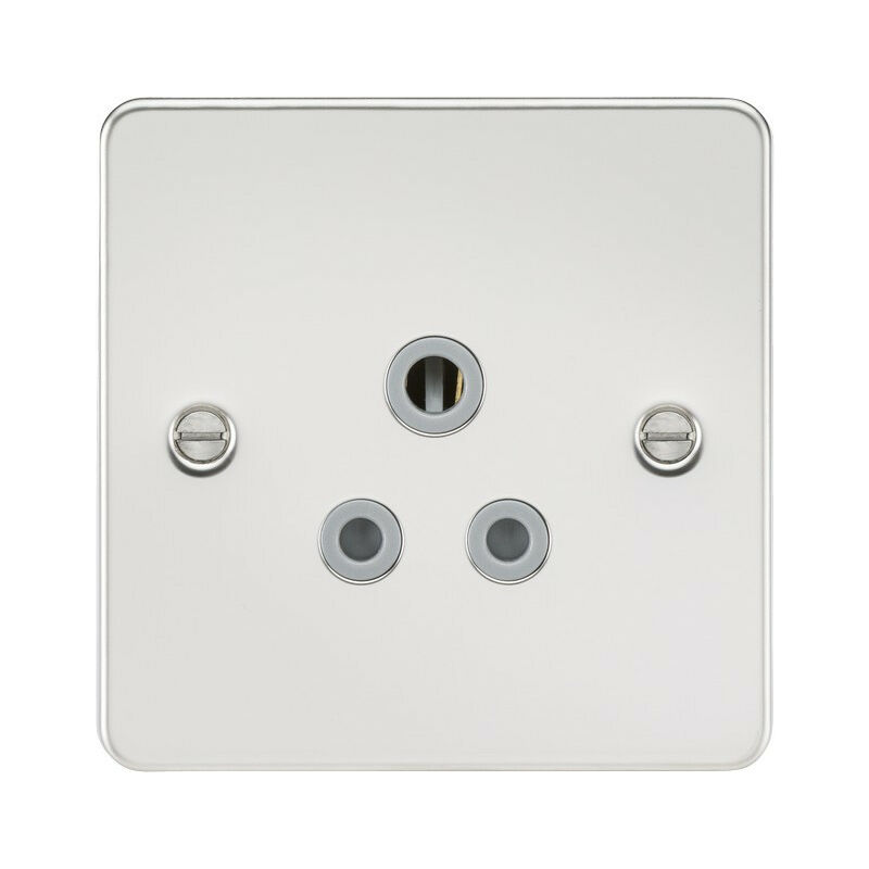 Knightsbridge Flat plate 5A unswitched socket - polished chrome with grey insert