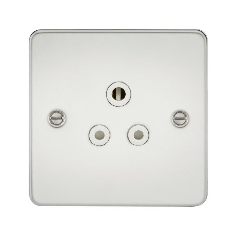 Knightsbridge Flat Plate 5A unswitched socket - polished chrome with white insert