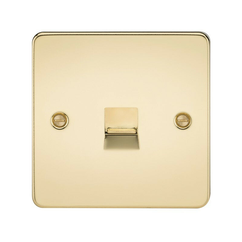Knightsbridge Flat Plate Telephone extension socket - polished brass