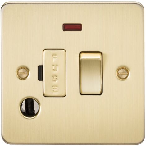 Knightsbridge FPAV6300FBB piatto piano 13 A interruttore fusibile con neon e – uscita in ottone spazzolato