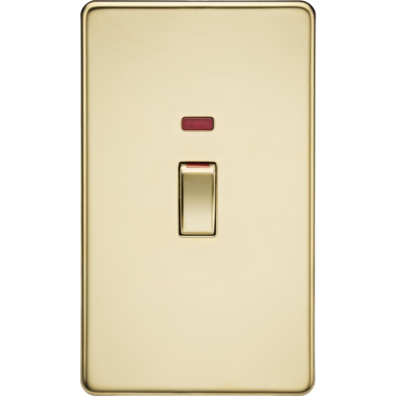 Knightsbridge - Interrupteur dp 45A 2G avec néon - laiton poli - SF82MNPB