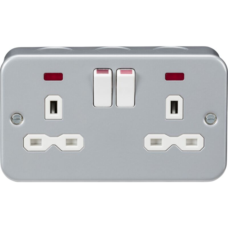 Knightsbridge Metal Clad 13A 2G DP switched socket with neon - MR9000N