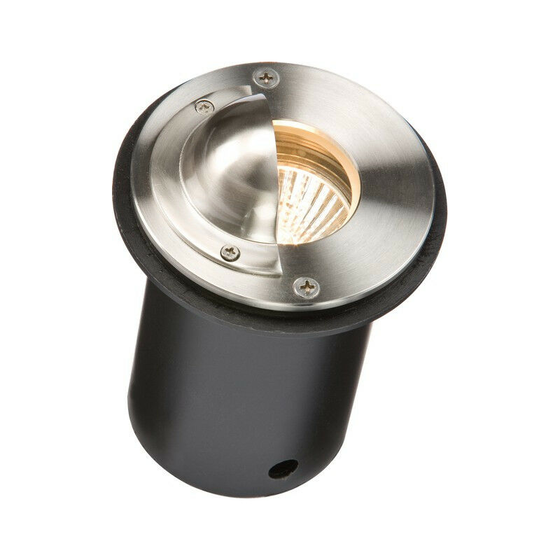 Round Stainless Steel Walkover Ground Light with Half-Lip Cover, IP65 230V - Knightsbridge