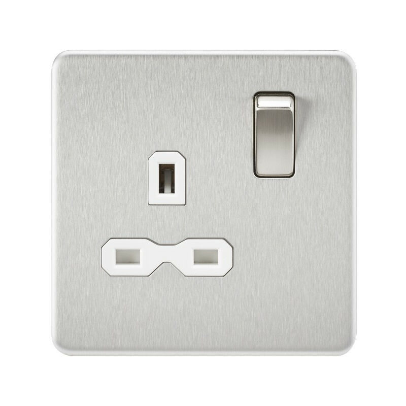 Knightsbridge Screwless 13A 1G DP switched Socket - Brushed Chrome with white Insert