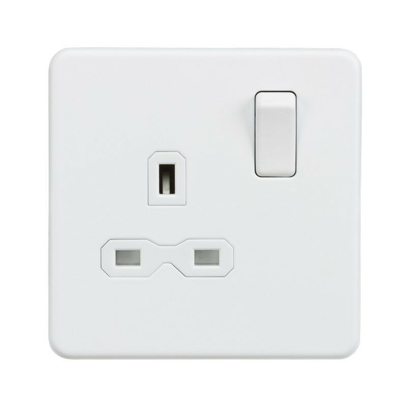 Knightsbridge Screwless 13A 1G DP switched socket - Matt white with white insert