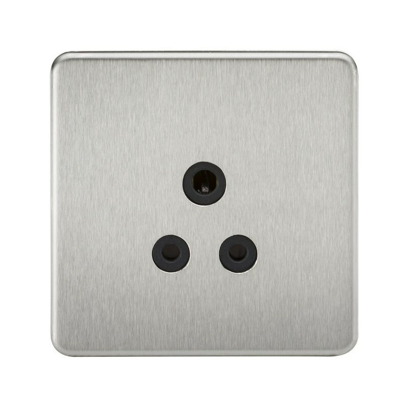 Knightsbridge Screwless 5A Unswitched Socket - Brushed Chrome with Black Insert