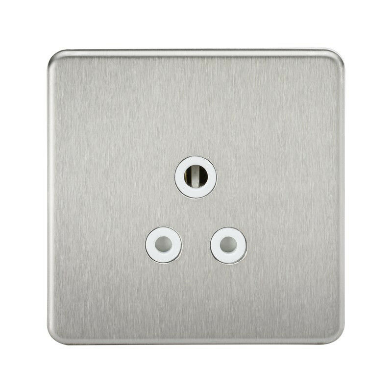 Knightsbridge Screwless 5A Unswitched Socket - Brushed Chrome with White Insert