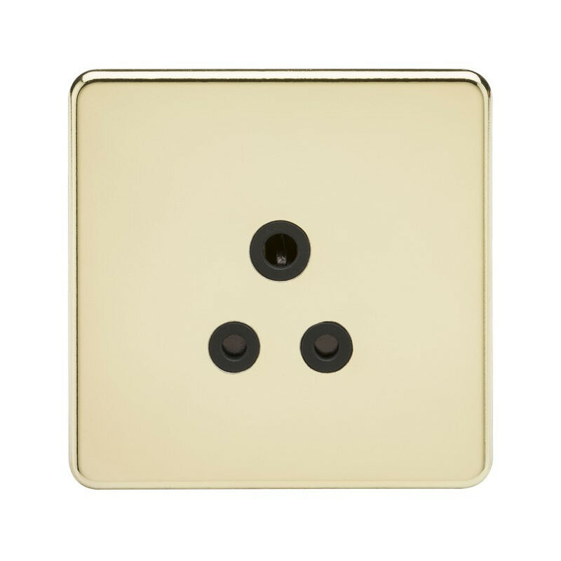 Knightsbridge Screwless 5A Unswitched Socket - Polished Brass with Black Insert