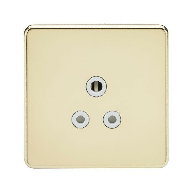 Knightsbridge Screwless 5A Unswitched Socket - Polished Brass with White Insert