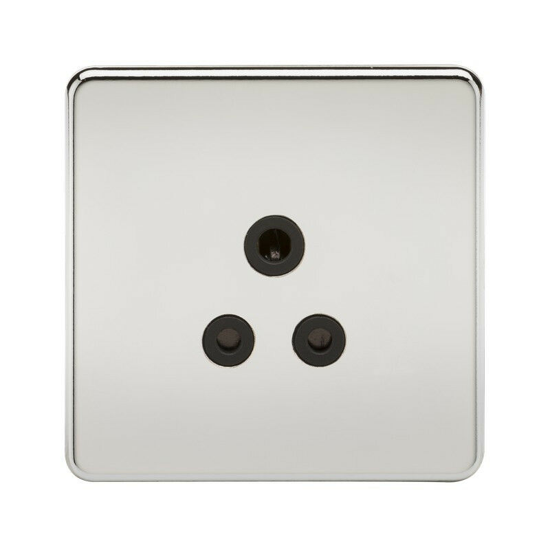 Knightsbridge Screwless 5A Unswitched Socket - Polished Chrome with Black Insert