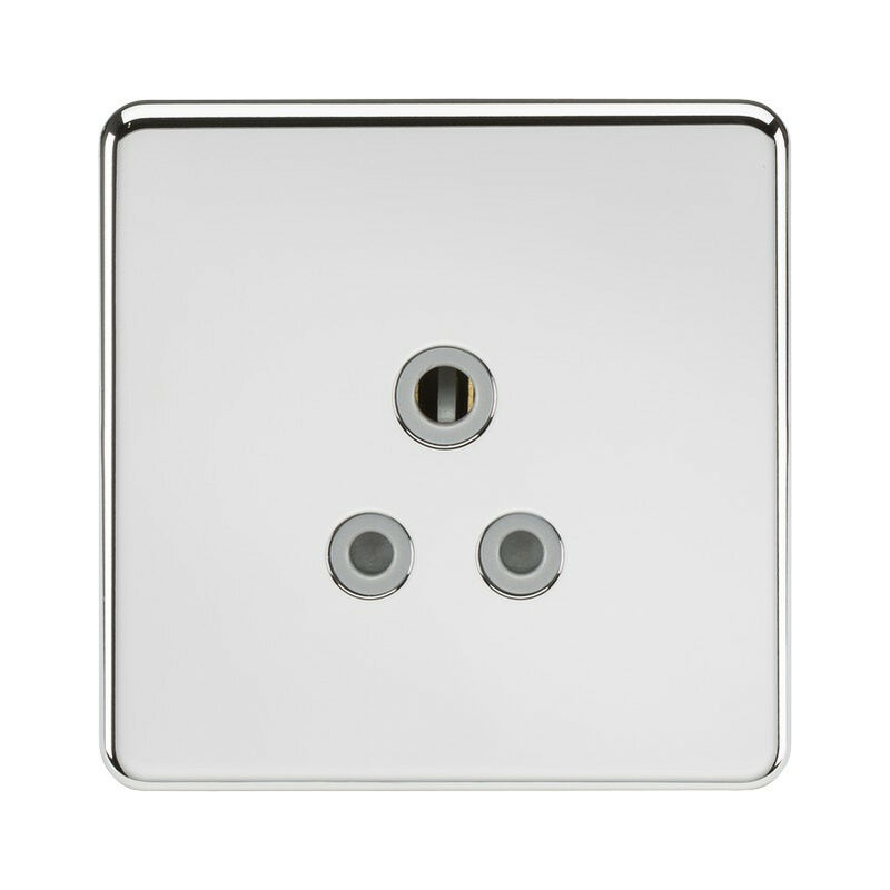 Knightsbridge Screwless 5A Unswitched Socket - Polished Chrome with Grey Insert