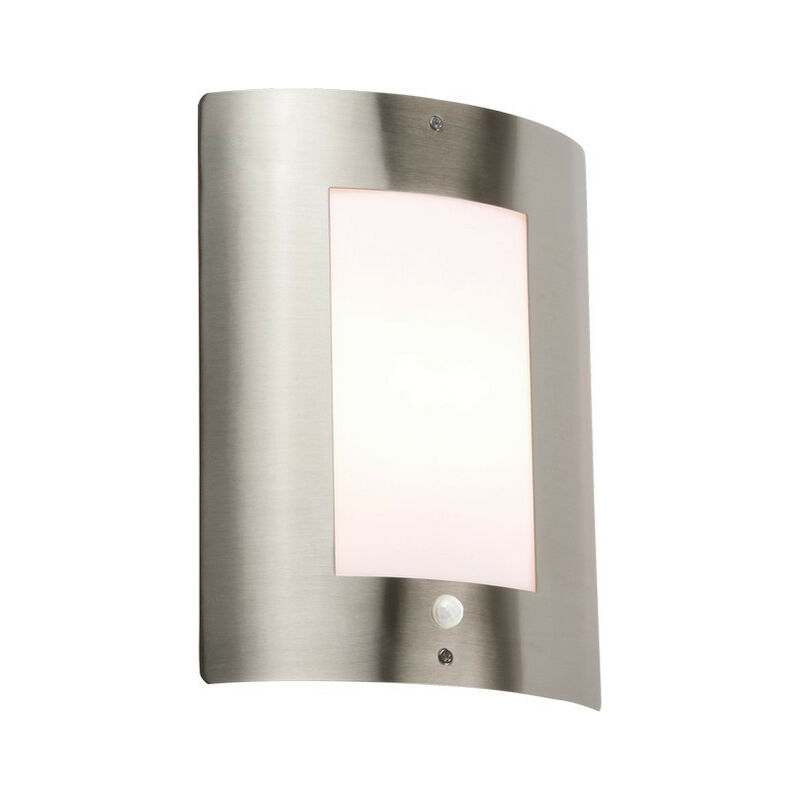 Knightsbridge Stainless Steel Outdoor Wall Fixture with PIR, 230V IP44 E27 40W