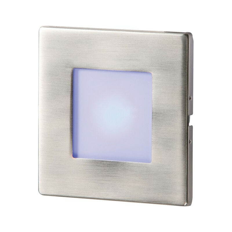Knightsbridge Stainless Steel Recessed LED Wall Light Single Blue