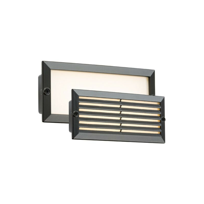 White led Recessed Brick Light - Black Fascia, 230V IP54 5W - Knightsbridge