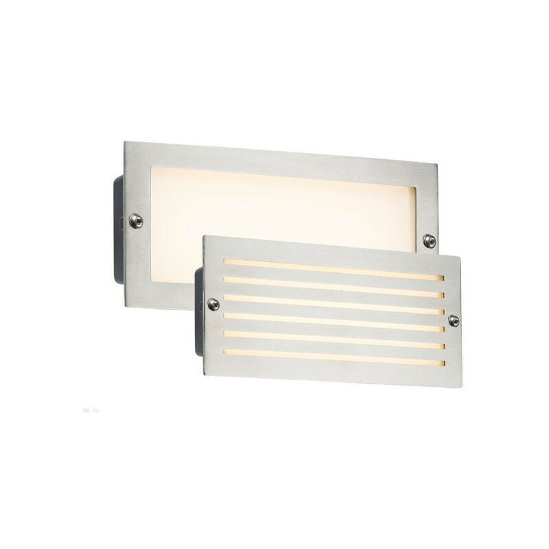 White led Recessed Brick Light - Brushed Steel Fascia, 230V IP54 5W - Knightsbridge