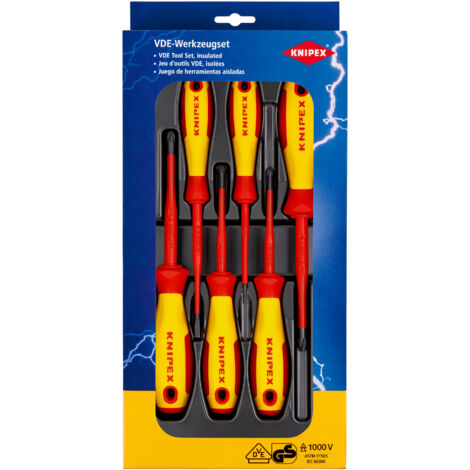 KNIPEX 00 20 12 V04 VDE Schraubendreher-Paket Schlitz / Phillips® / Pozidriv® 6-teilig