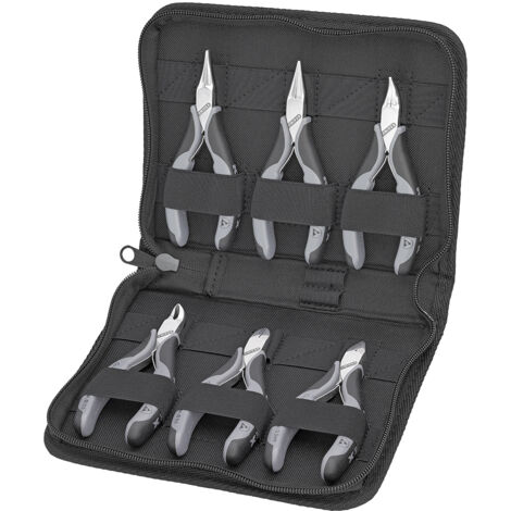 KNIPEX 00 20 17 Jeu de pinces électroniques avec outils pour travaux sur composants électroniques 6 pièces 215 mm