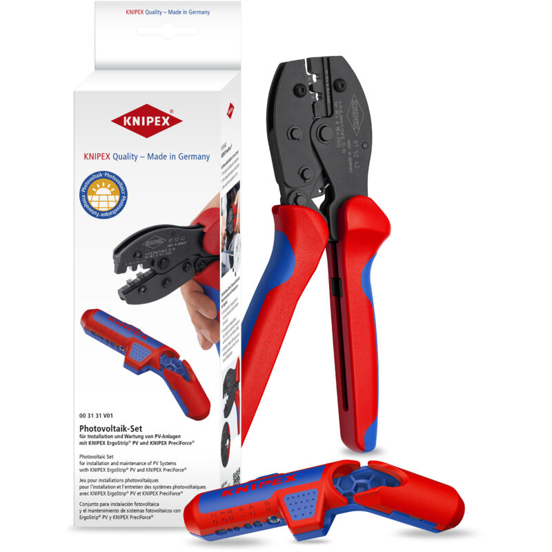 Image of KNIPEX 00 31 31 V01 SB Photovoltaik-Installationsset mit ErgoStrip® PV und KNIPEX PreciForce®