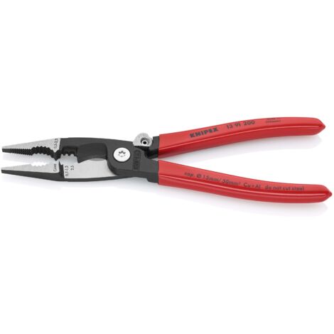 KNIPEX 13 91 200 SB Elektro-Installationszange mit Kunststoff überzogen schwarz atramentiert 200 mm
