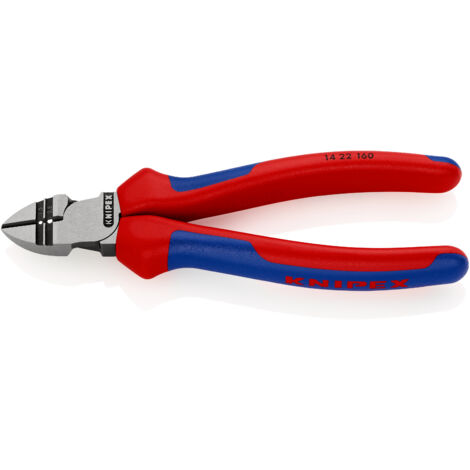 KNIPEX 14 22 160 Abisolier-Seitenschneider mit Comfort-Griffen schwarz atramentiert 160 mm