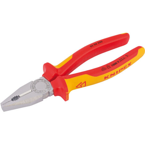 Knipex 200mm Fully Insulated Combination Pliers (Model 81212) by Draper VDE Certified Electrical Pliers