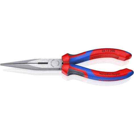 KNIPEX 26 12 200 Flachrundzange mit Schneide (Storchschnabelzange) mit Comfort-Griffen schwarz atramentiert 200 mm