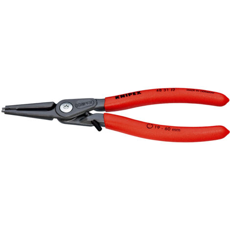 KNIPEX 48 31 J2 Präzisions-Sicherungsringzange für Innenringe in Bohrungen mit Überdehnungsschutz mit rutschhemmendem Kunststoff überzogen grau atramentiert 180 mm