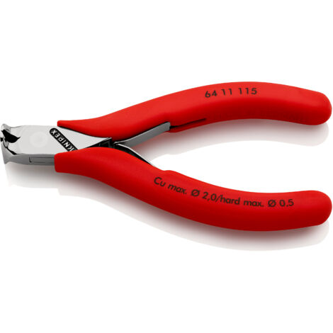 KNIPEX 64 11 115 Elektronik-Vornschneider mit rutschhemmenden Kunststoff-Hüllen 115 mm