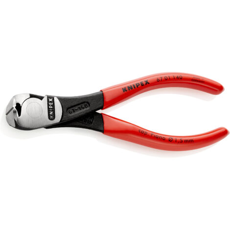KNIPEX 67 01 140 Alicates de corte frontal de fuerza recubiertos de plástico Negro atramentado 140 mm