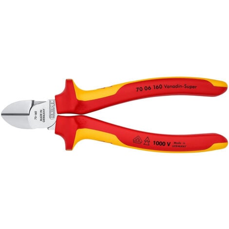 Knipex 160mm Side Cutters, Insulated Handle, 4mm Cutting Capacity