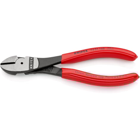KNIPEX Kraft-Seitenschneider, Schwarz atramentiert, mit Kunststoff überzogen, Länge: 74 01 160 160mm