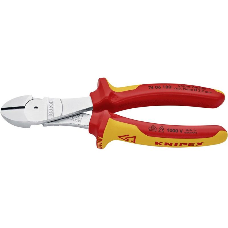 Image of Knipex Knipex-Werk 74 06 180 VDE Tronchese con taglienti laterali tipo forte con sfaccettatura 180 mm