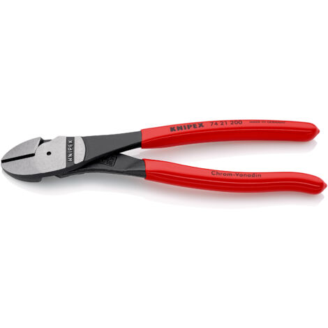 KNIPEX 74 21 200 Tronchese laterale per meccanica tipo "forte" rivestiti in resina sintetica atramentata nera 200 mm