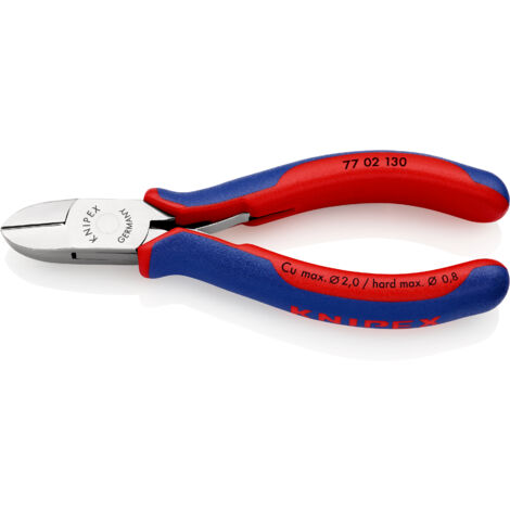 KNIPEX 77 02 130 SB Elektronik-Seitenschneider mit durchgestecktem Gelenk mit Mehrkomponenten-Hüllen 130 mm